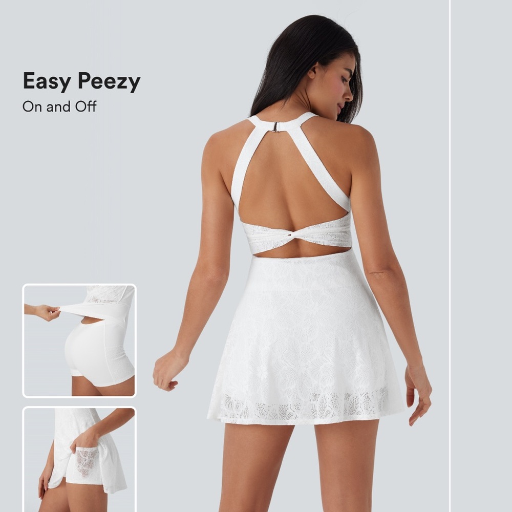 HALARA White Lace Mini Dress
